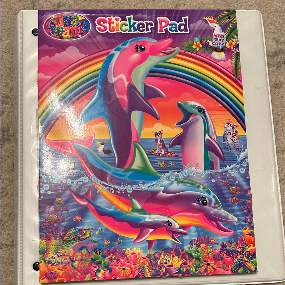 Used Lisa Frank Vibrant Dolphin Sticker Pad and two used sheets of stickers!